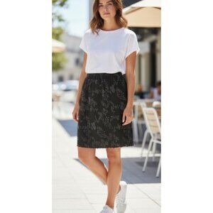 CASTRO Black Velvet Floral Print Skirt Ladies Size 16